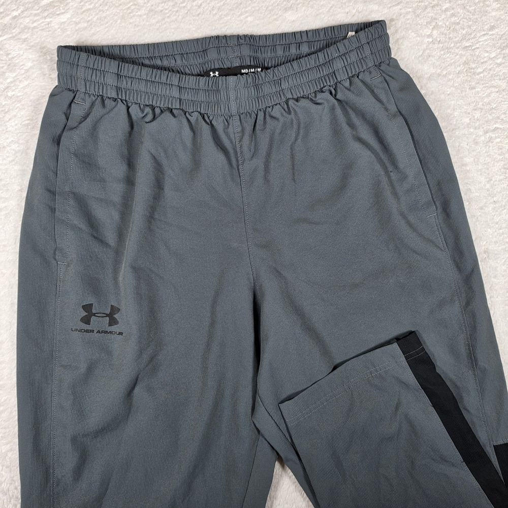 Under Armour 1352031 Mens M/M Grey Loose Fit Mesh Lined Ankle Zip Athletic Pants